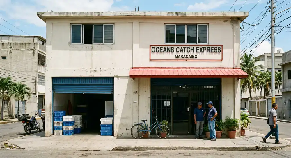 Fachada de las instalaciones de Ocean's Catch Express en Maracaibo